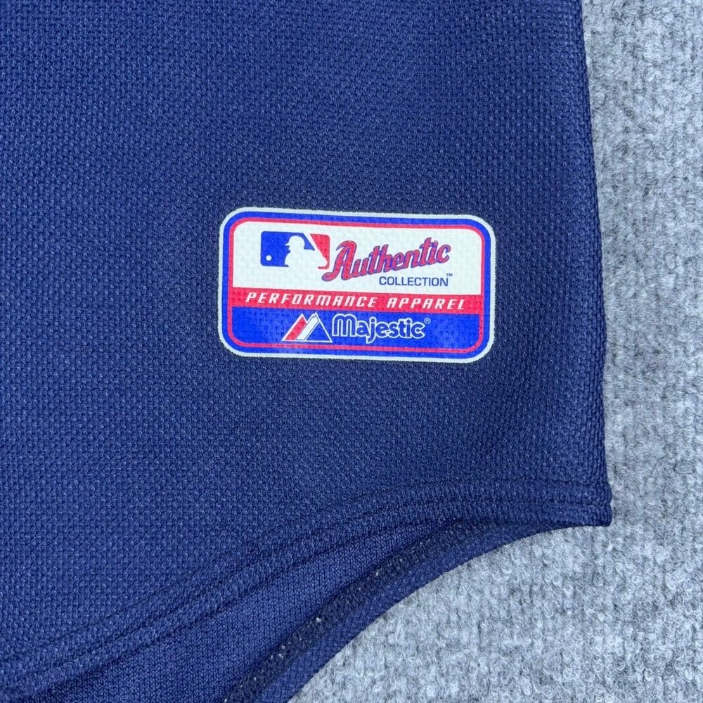 Majestic Authentic Chicago Cubs Jersey Mens XL Navy Blue MLB Baseball - Picture 5 of 14
